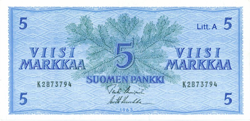 5 Markkaa 1963 Litt.A K2873794